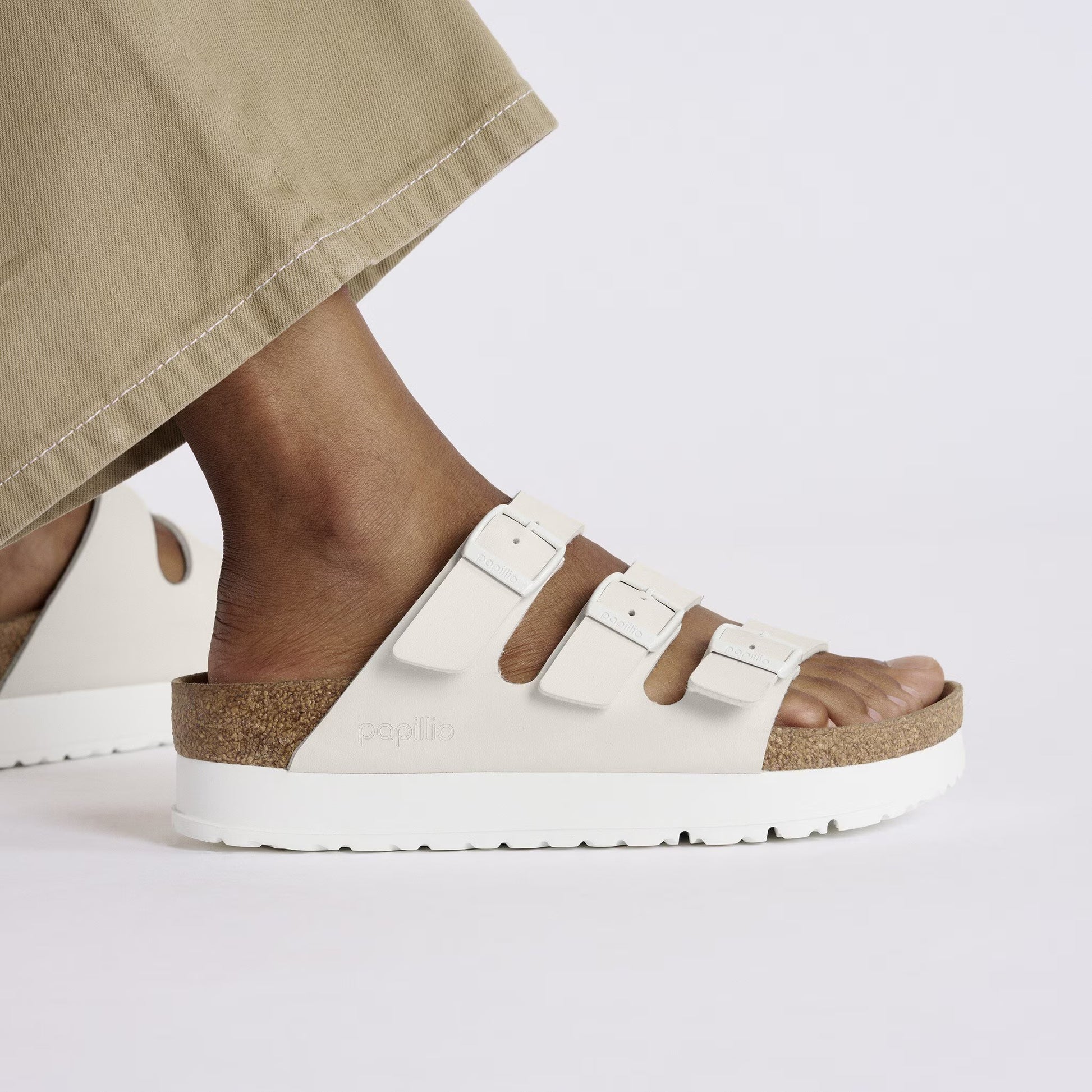 Birkenstock Florida Vegan Flex Platform Birko-Flor Eggshell Narrow Fit 1029751
