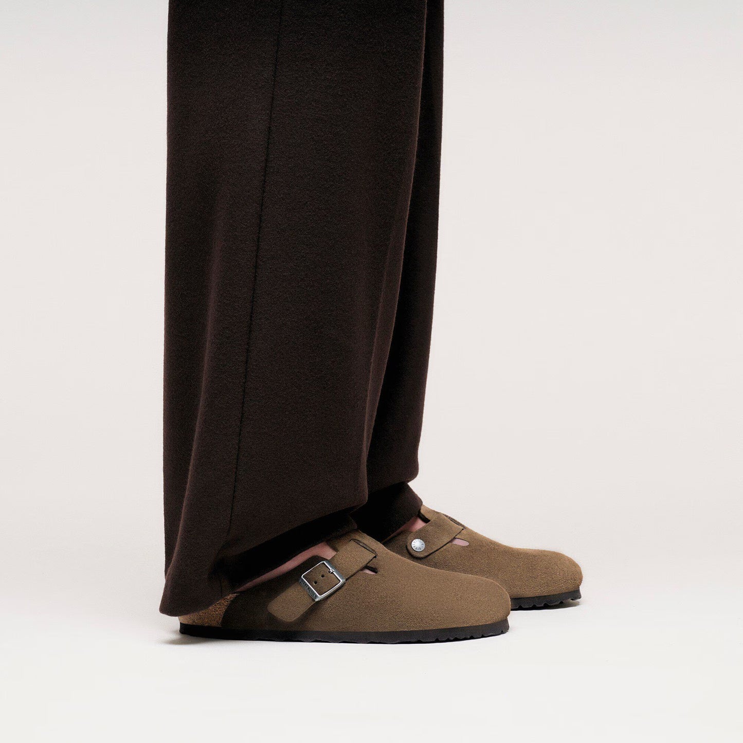 Birkenstock Boston Soft Footbed Suede Leather Dark Tea Tonal Narrow Fit 1030861