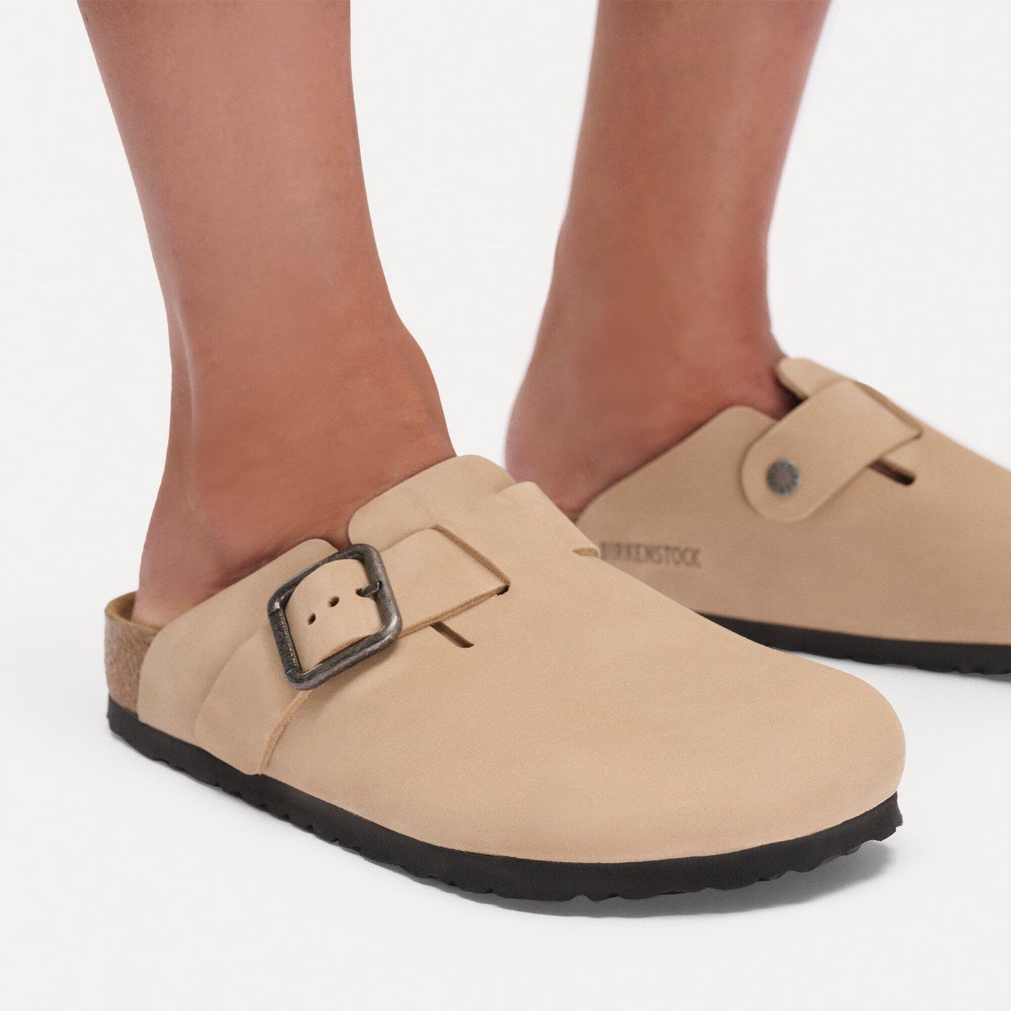 Birkenstock Boston Wire Buckle Nubuck Leather Sandcastle Regular Fit 1031584