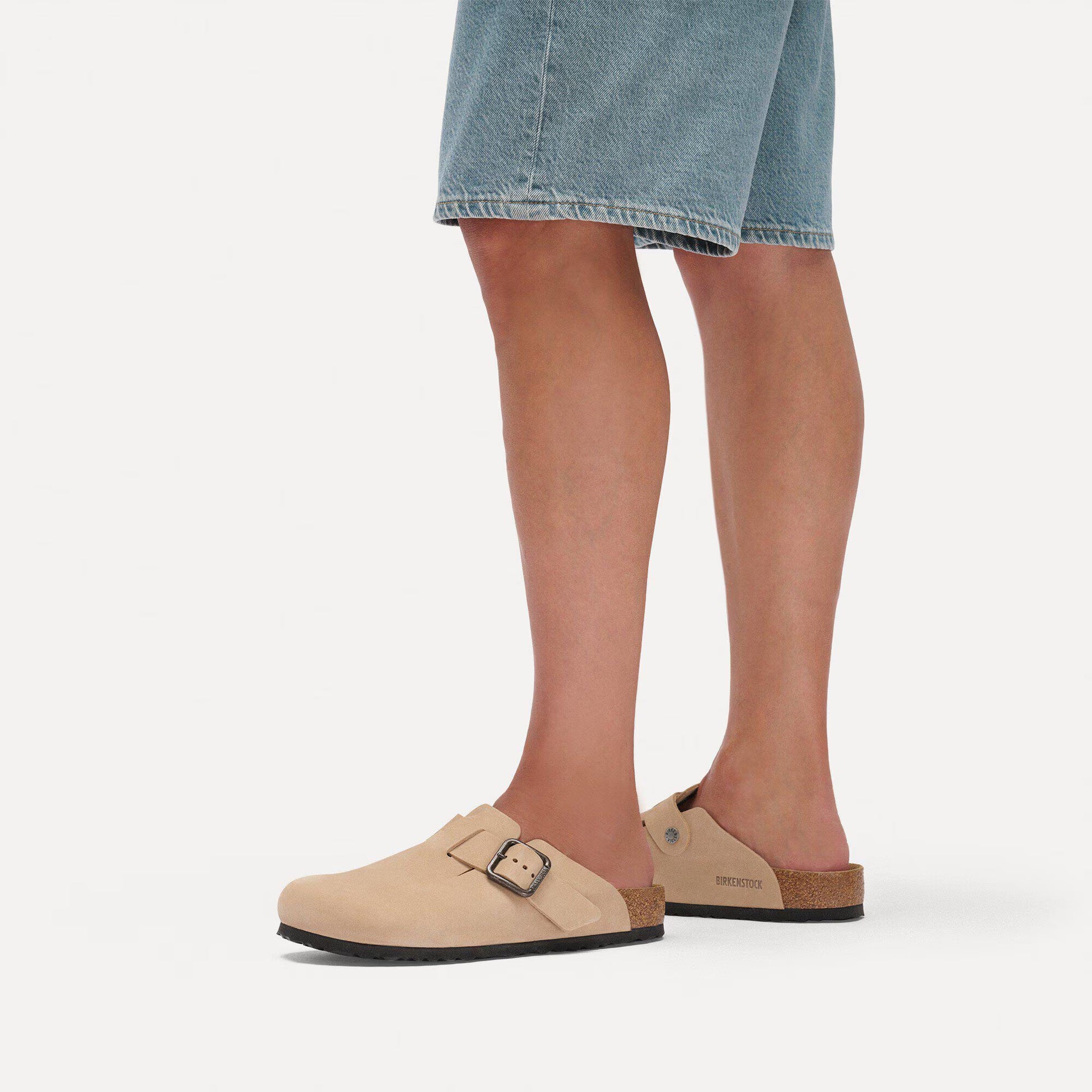Birkenstock Boston Wire Buckle Nubuck Leather Sandcastle Regular Fit 1031584