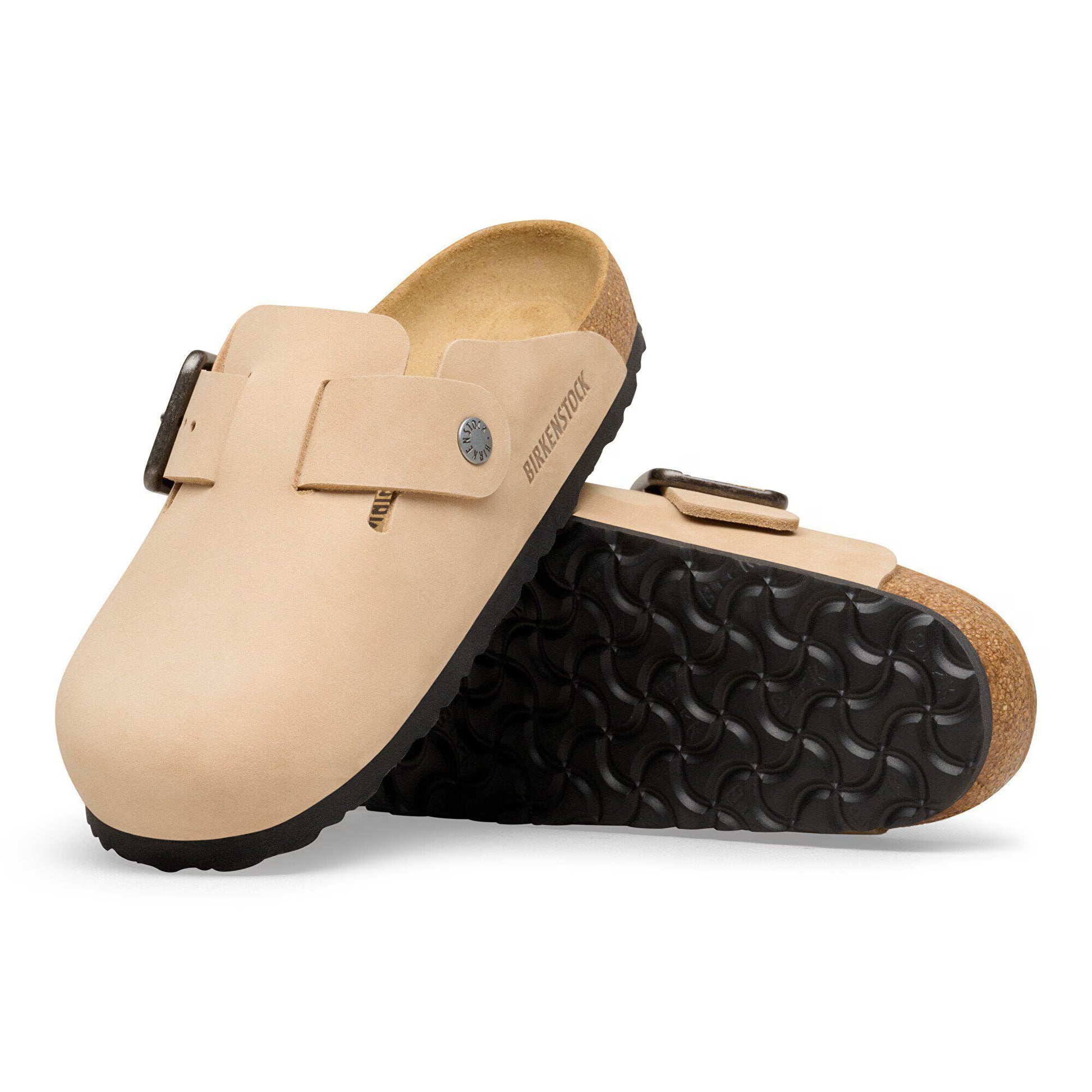 Birkenstock Boston Wire Buckle Nubuck Leather Sandcastle Regular Fit 1031584