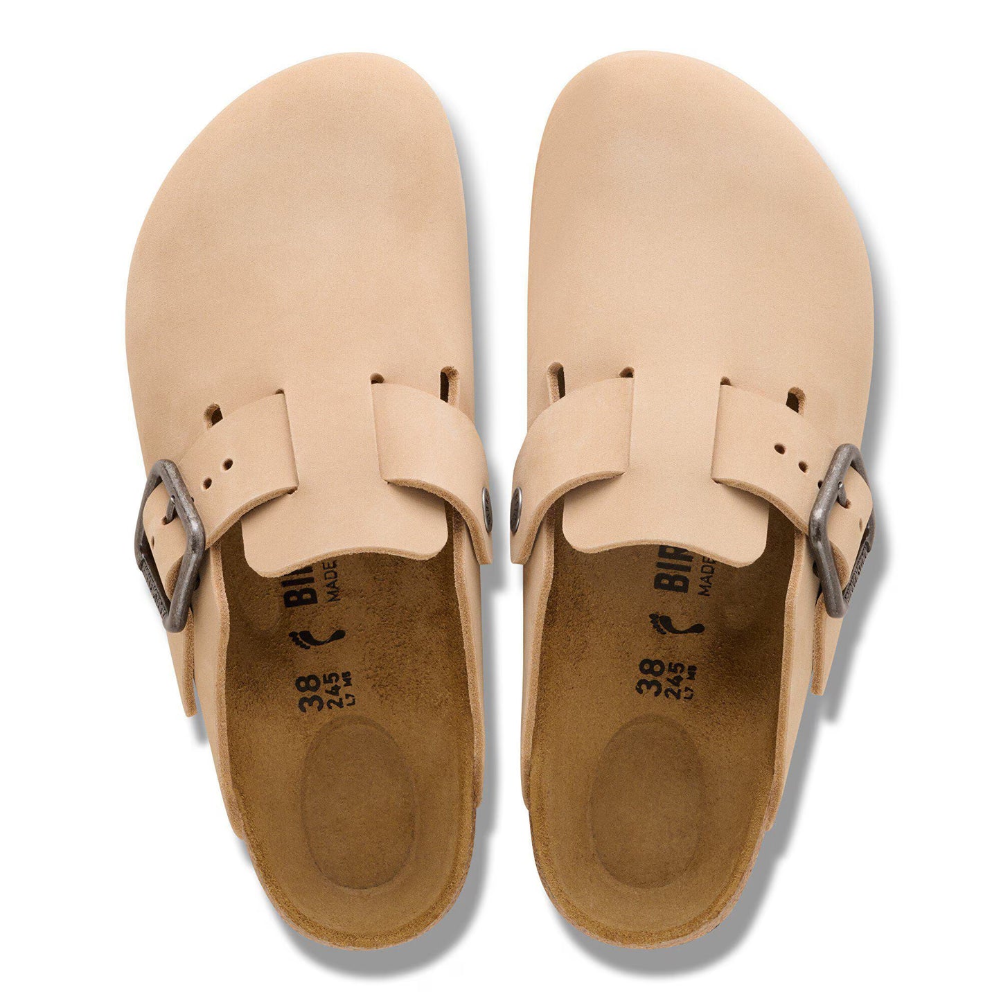 Birkenstock Boston Wire Buckle Nubuck Leather Sandcastle Regular Fit 1031584