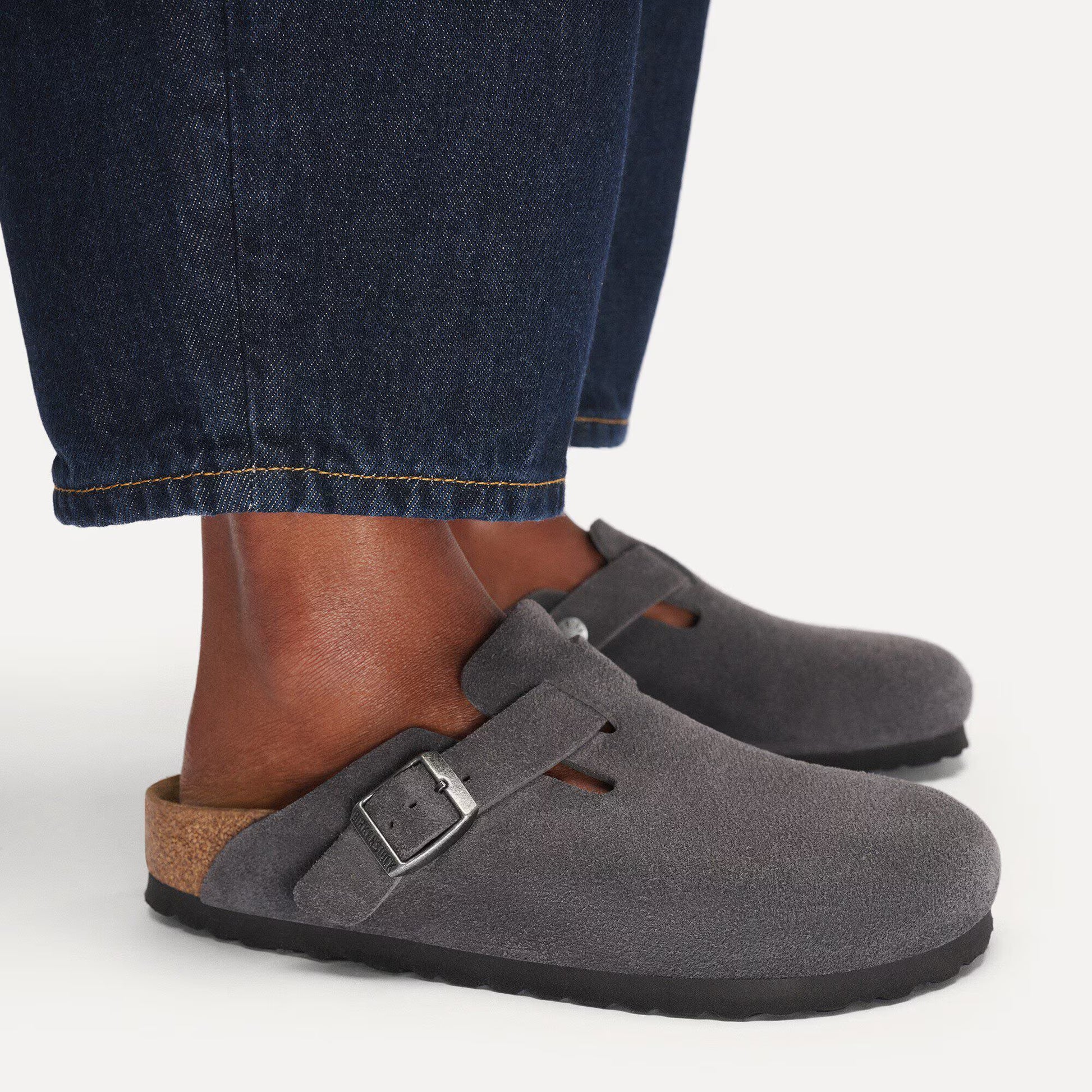 Birkenstock Boston Suede Leather Charcoal Narrow Fit 1031678