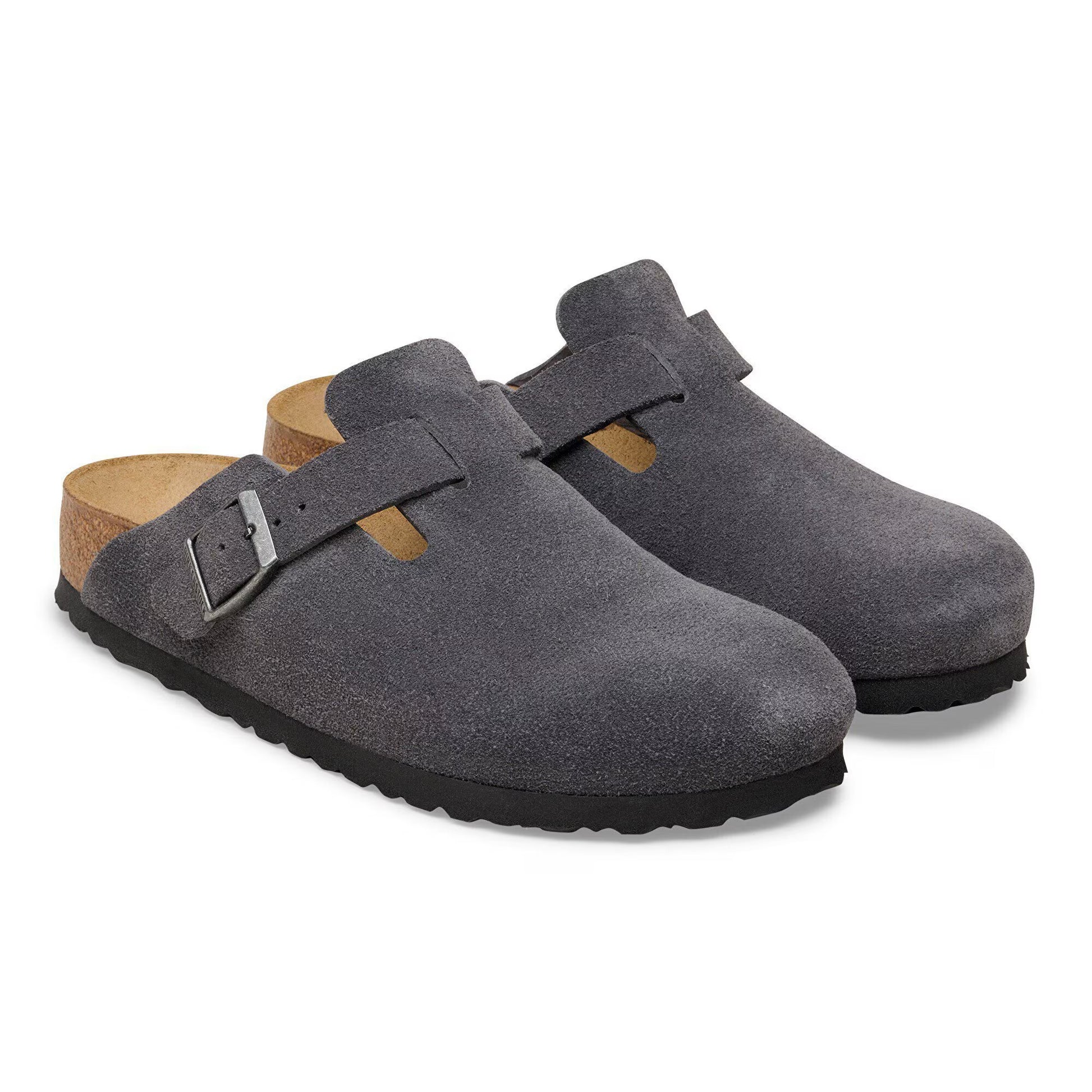 Birkenstock Boston Suede Leather Charcoal Narrow Fit 1031676