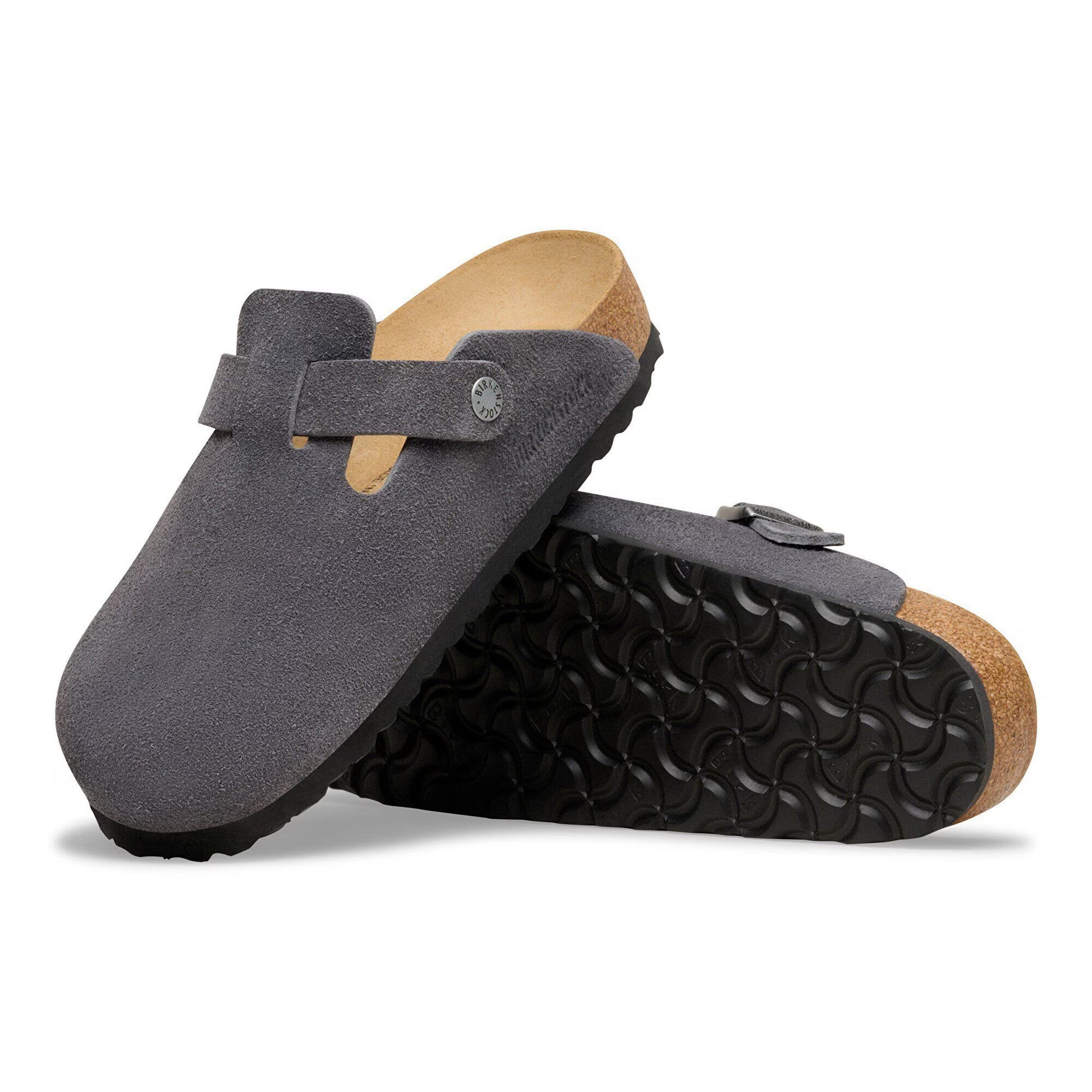 Birkenstock Boston Suede Leather Charcoal Narrow Fit 1031676