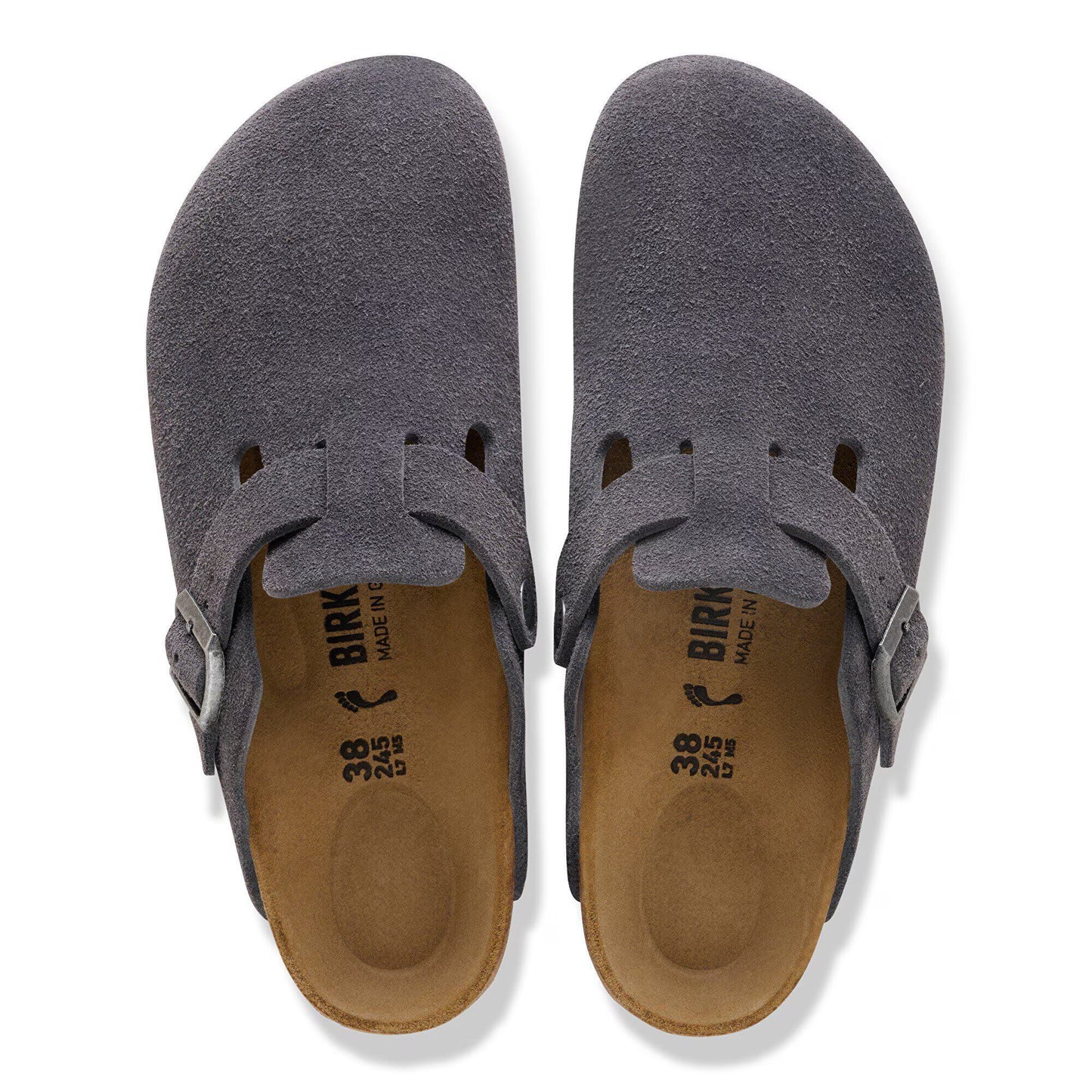 Birkenstock Boston Suede Leather Charcoal Narrow Fit 1031676
