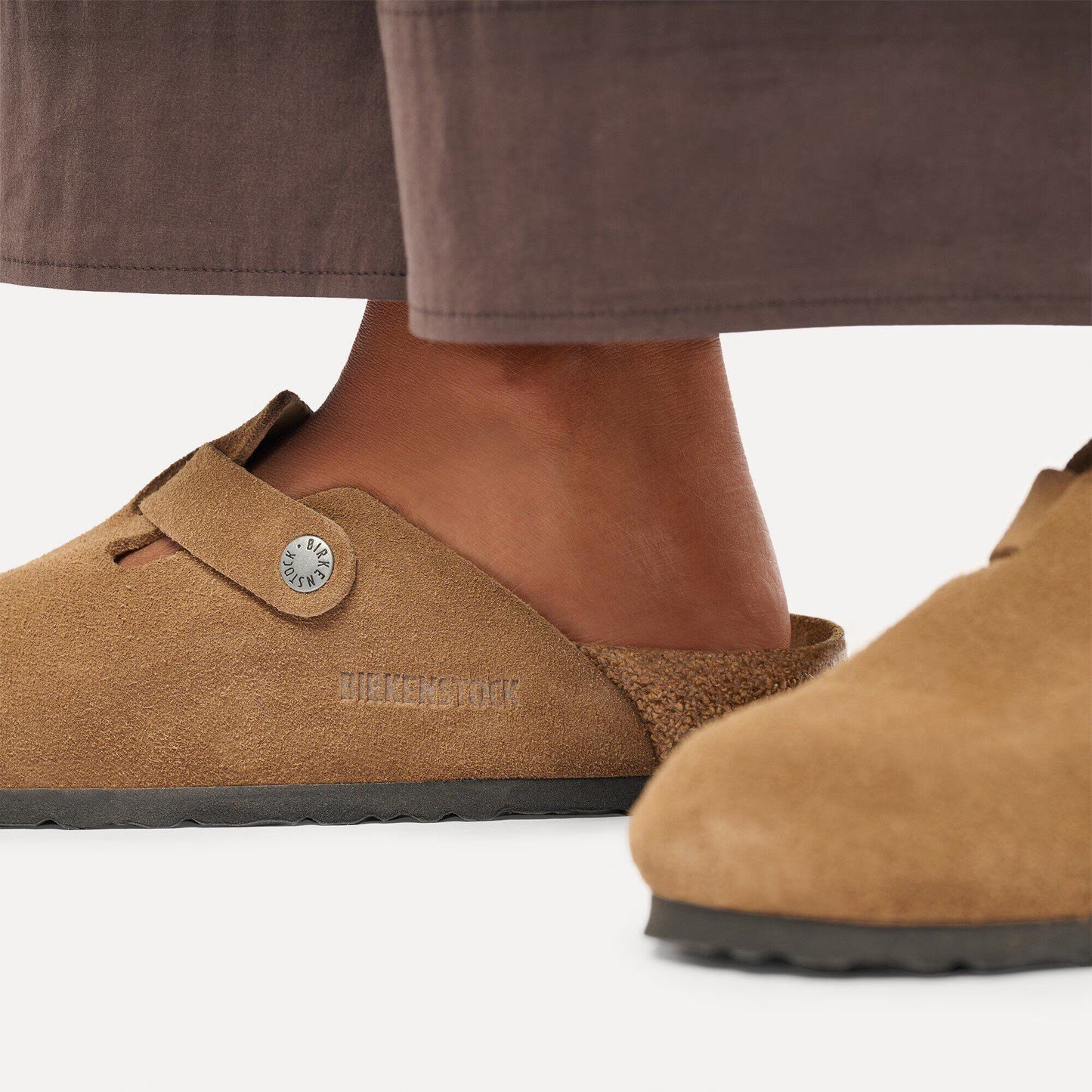 Birkenstock Boston Suede Leather Dark Tea Regular Fit 1032813