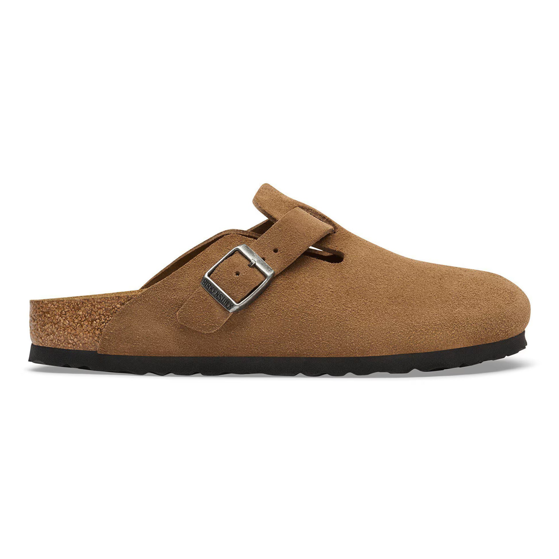 Birkenstock Boston Suede Leather Dark Tea Regular Fit 1032813