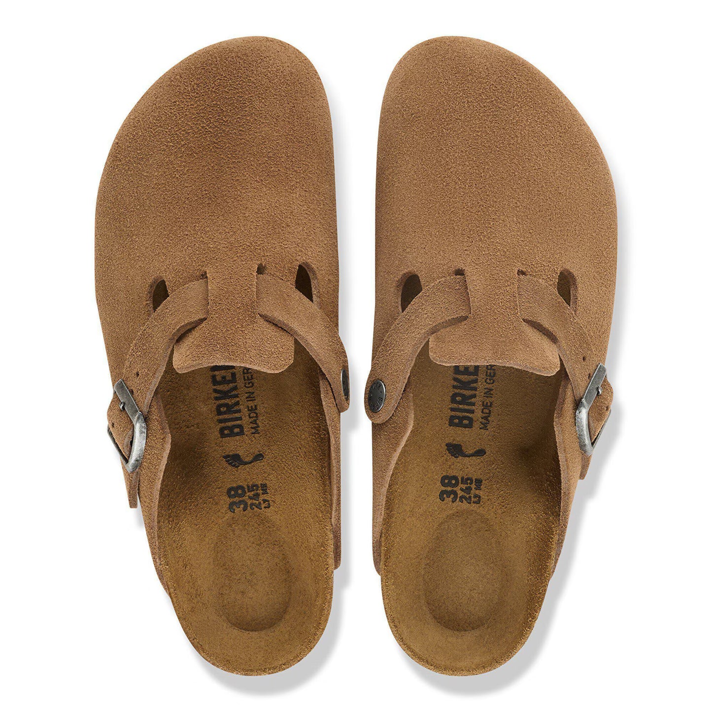 Birkenstock Boston Suede Leather Dark Tea Regular Fit 1032813
