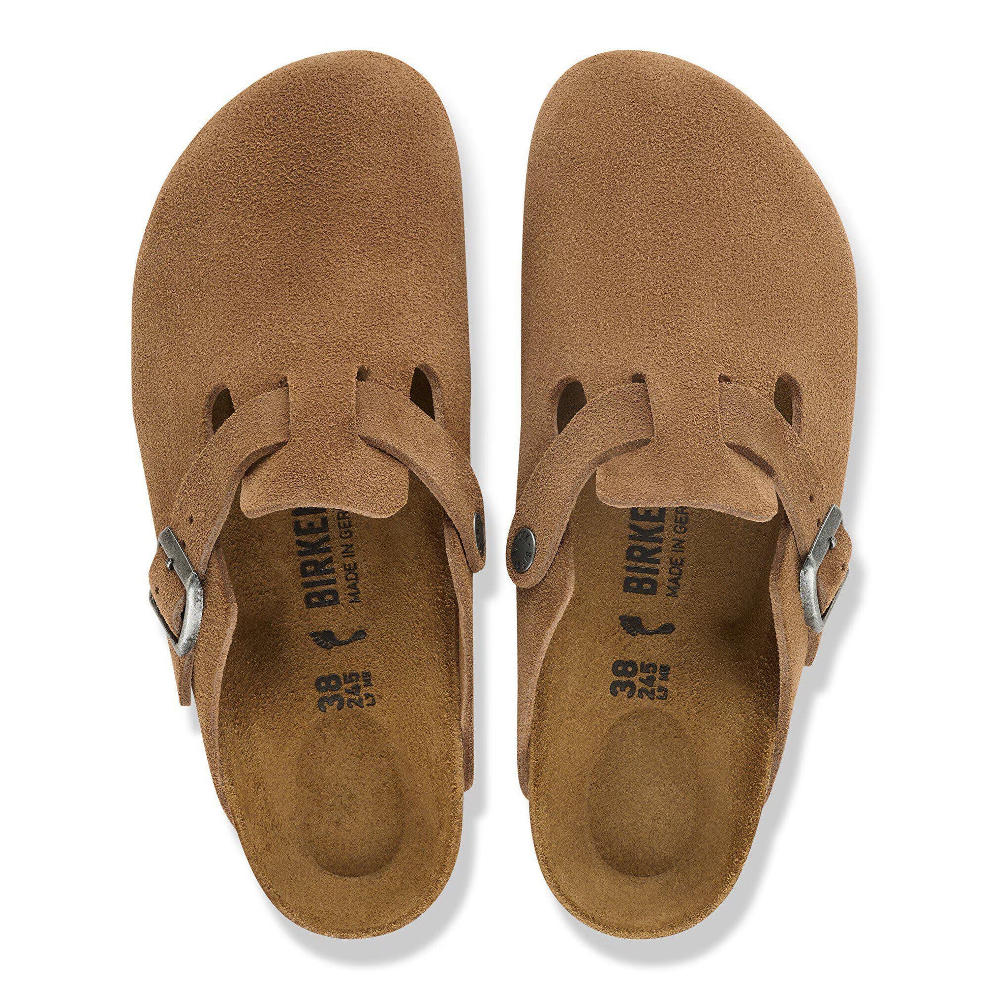 Birkenstock Boston Suede Leather Dark Tea Regular Fit 1032813