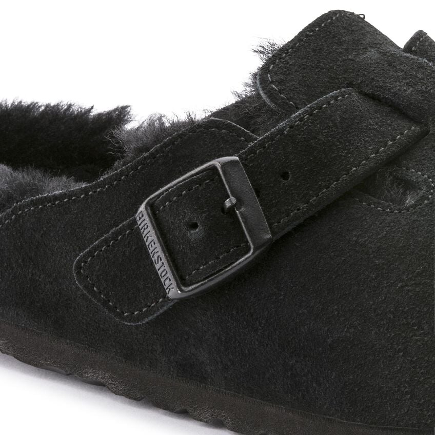 Birkenstock Boston Shearling Suede Leather/Fur Black 259881