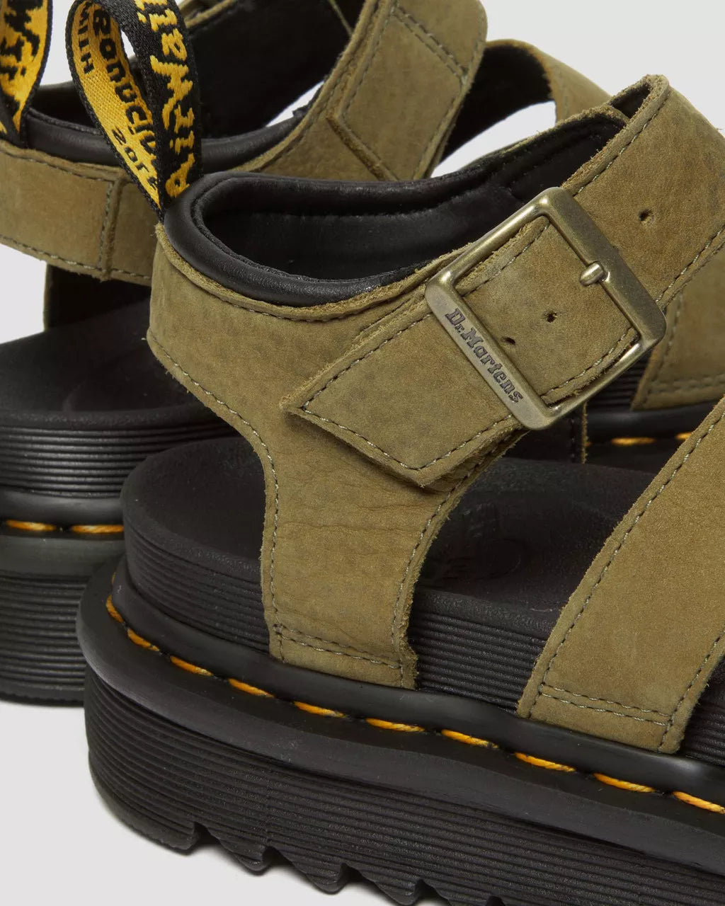 Dr. Martens Blaire Muted Olive Tumbled Nubuck Sandals 31735357 SNKRS Vilnius Sneaker Store