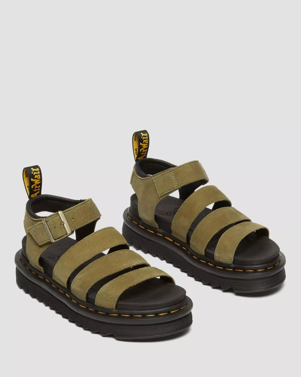 Dr. Martens Blaire Muted Olive Tumbled Nubuck Sandals 31735357