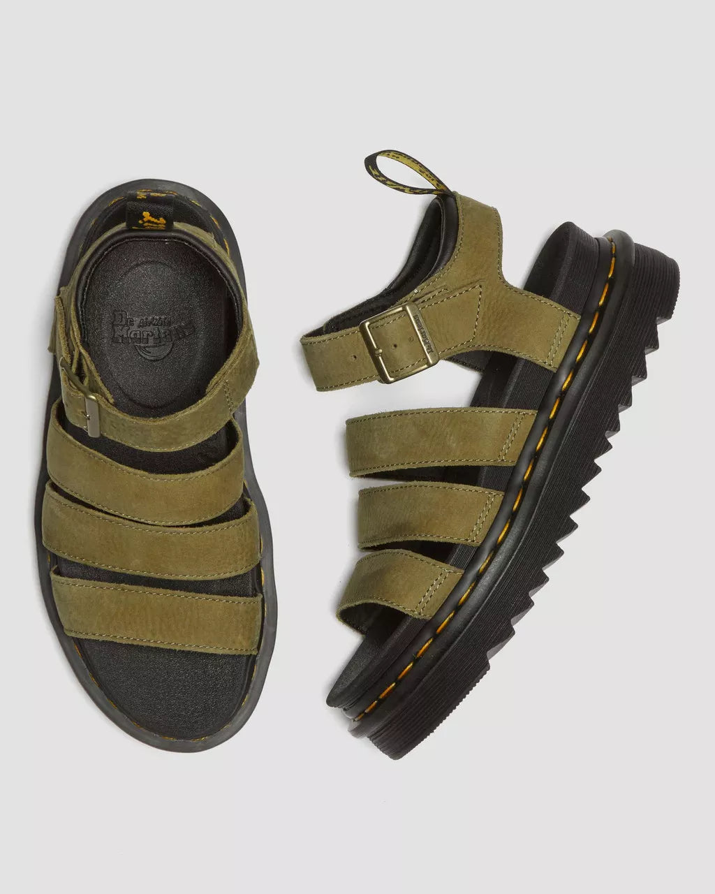 Dr. Martens Blaire Muted Olive Tumbled Nubuck Sandals 31735357