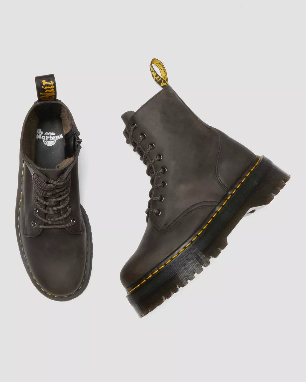 Dr. Martens Jadon Charcoal Grey Burnished Waxy Pull Up WP 31985057