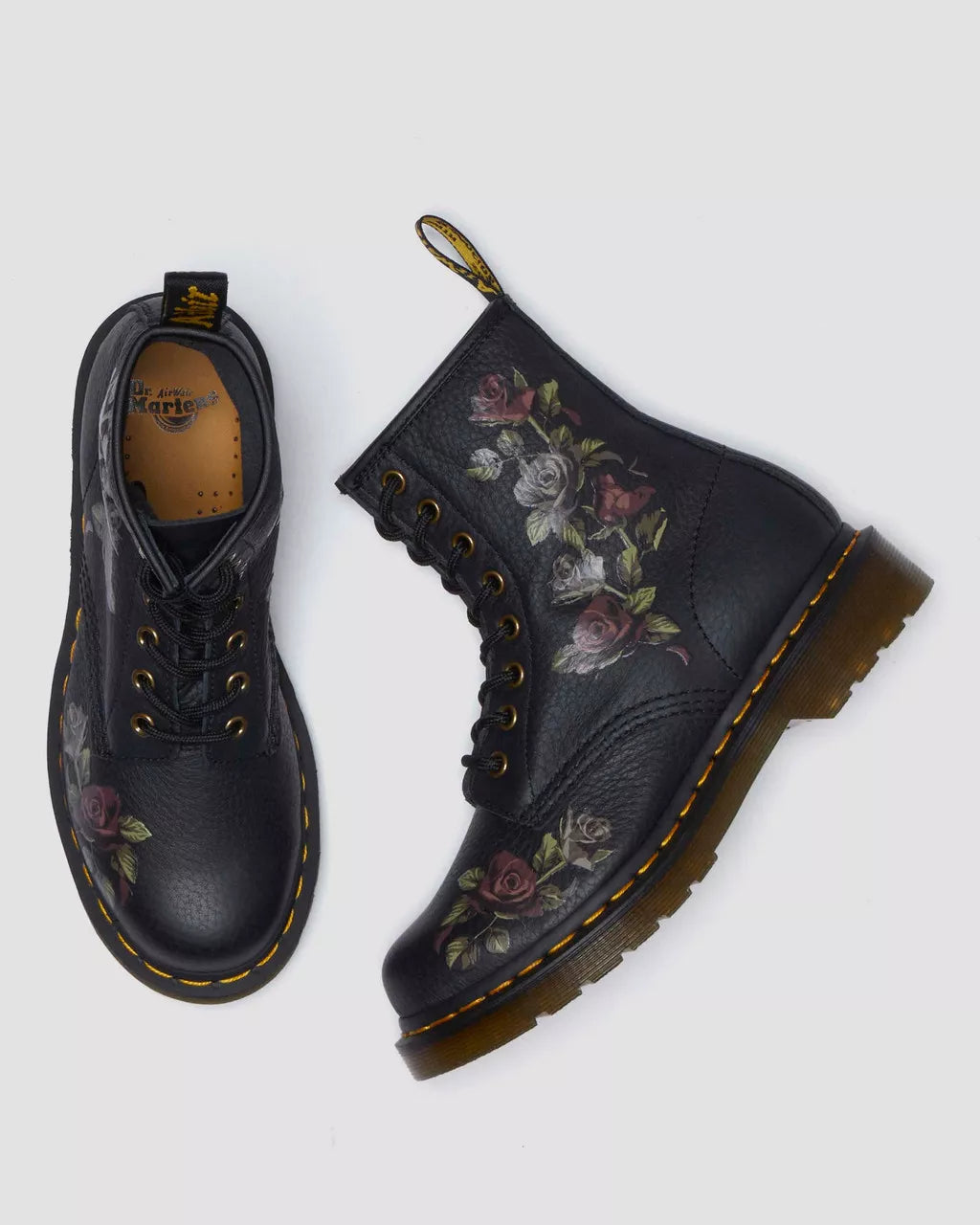 Dr. Martens 1460 Black Decayed Roses Classic Tumbled Nappa 32070001