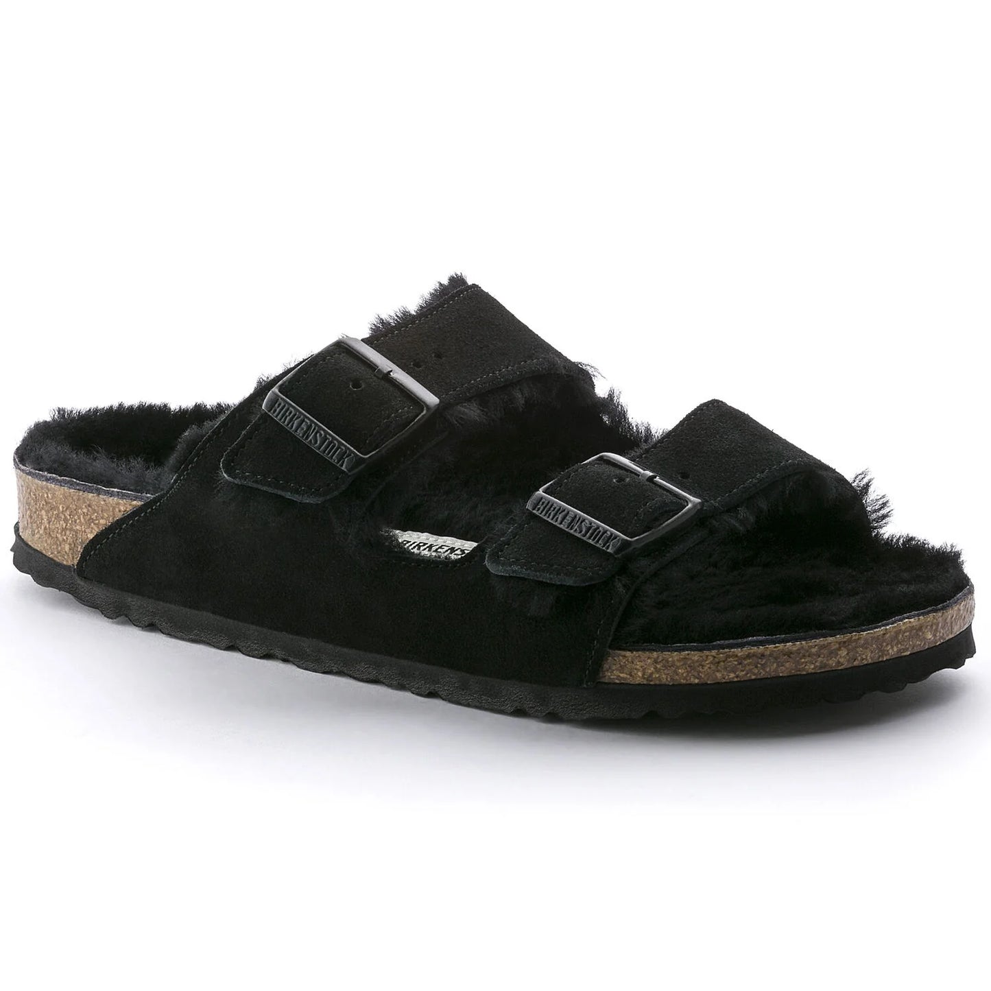 Birkenstock Arizona Shearling Suede Leather/Fur Black 752661