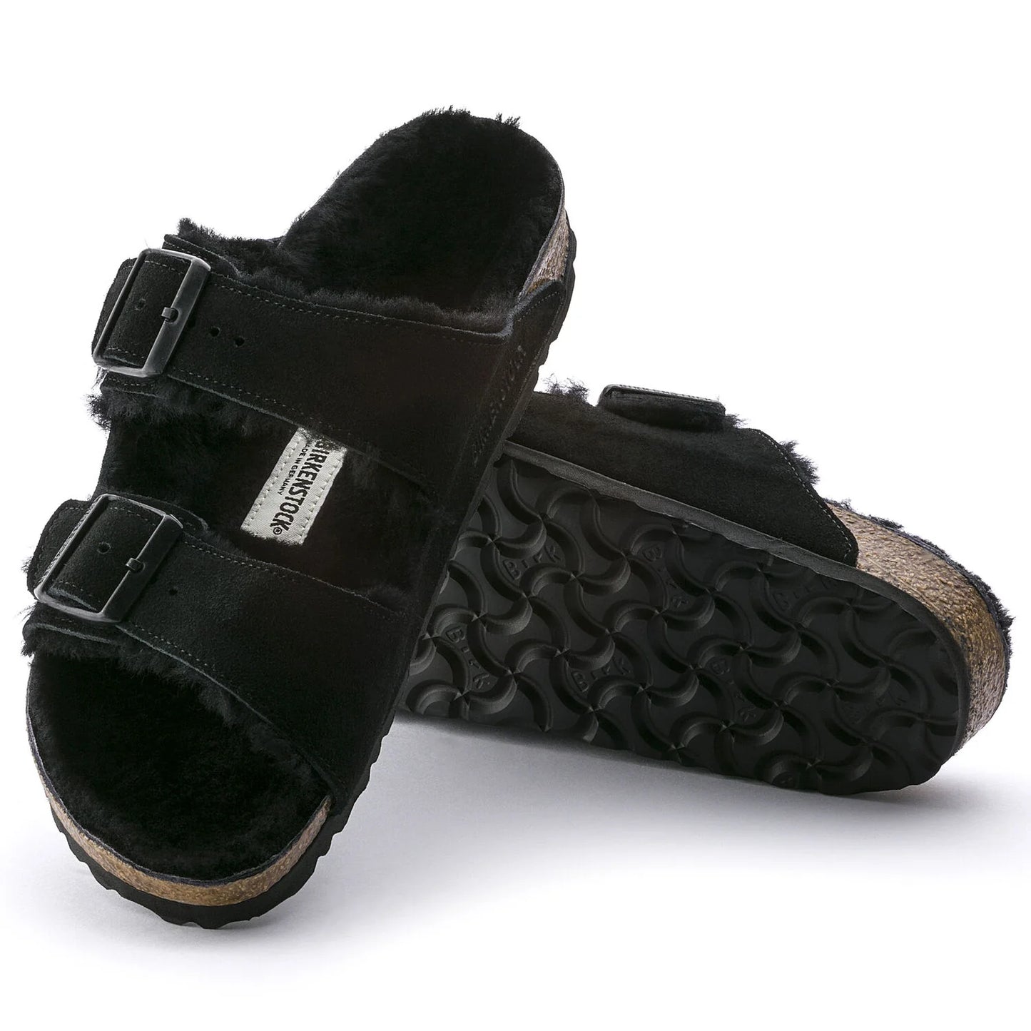 Birkenstock Arizona Shearling Suede Leather/Fur Black 752661