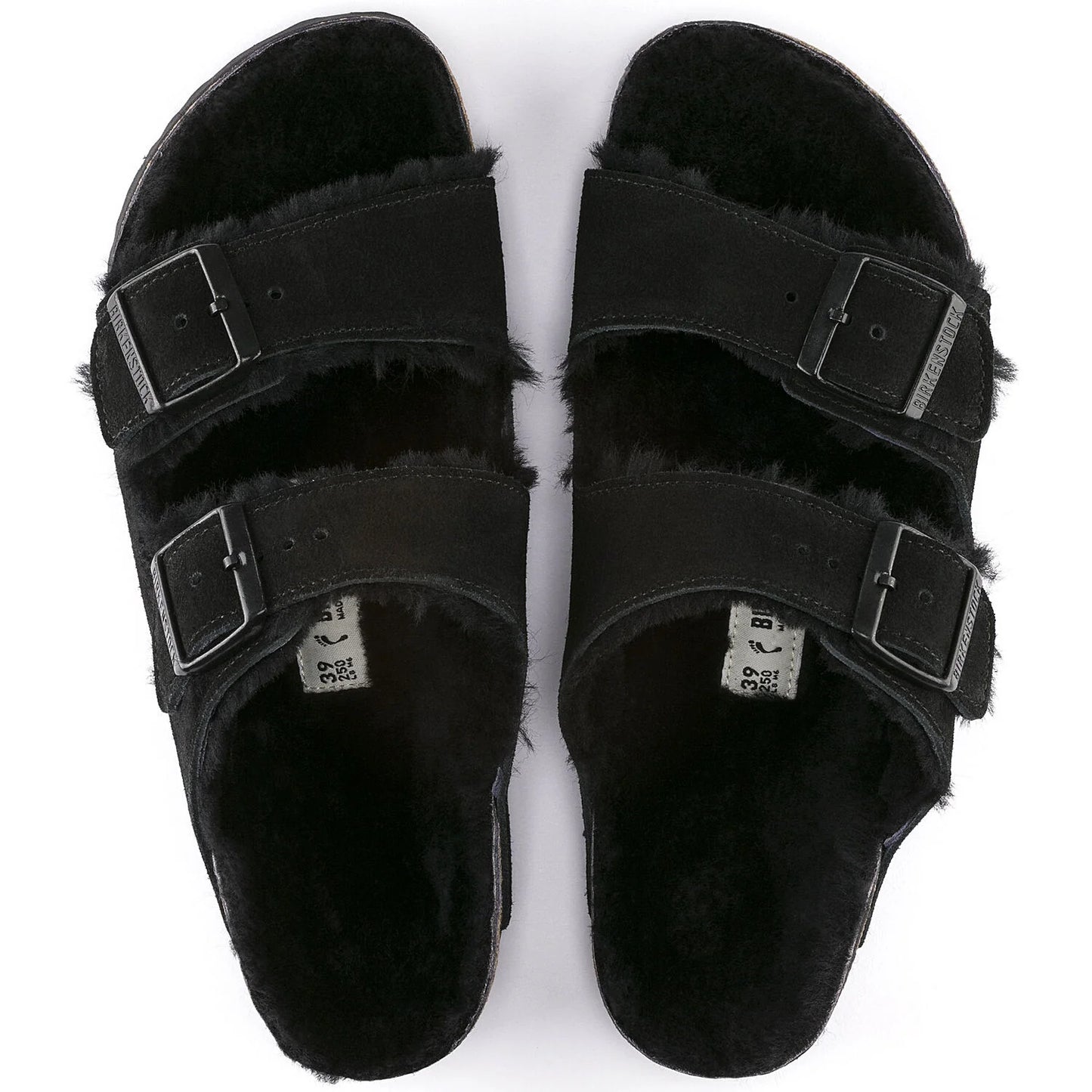 Birkenstock Arizona Shearling Suede Leather/Fur Black 752661