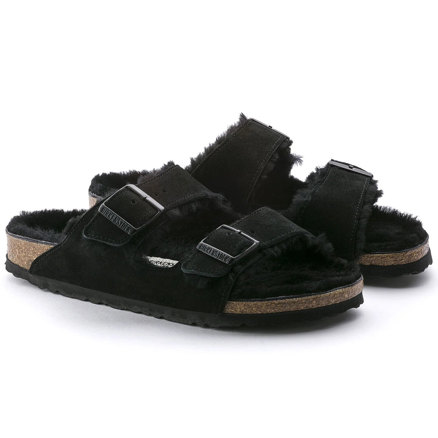 Birkenstock Arizona Shearling Suede Leather/Fur Black 752661