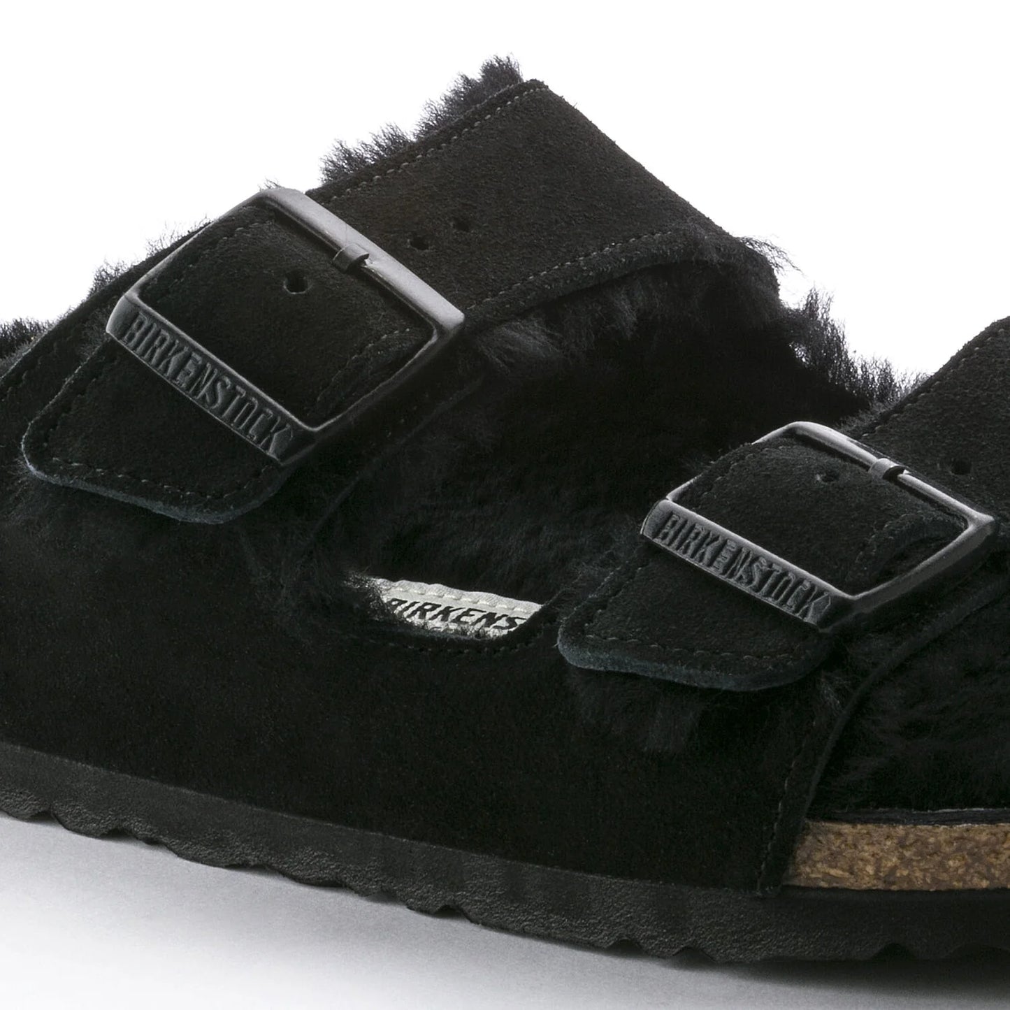 Birkenstock Arizona Shearling Suede Leather/Fur Black 752661