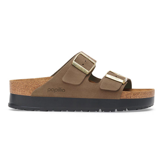 Birkenstock Arizona Flex Platform Nubuck Leather Dark Tea Narrow Fit 1028366