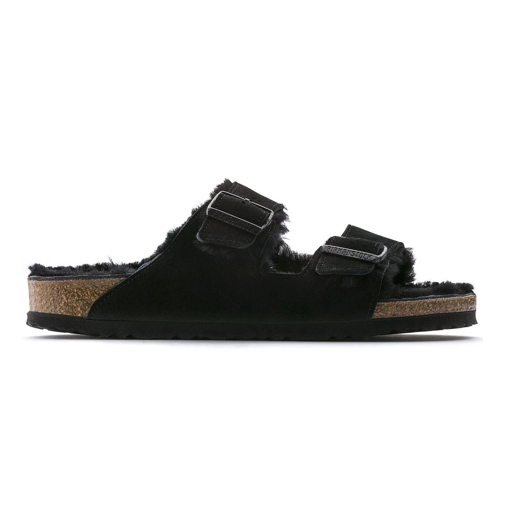 Birkenstock Arizona Shearling Suede Leather/Fur Black 752661