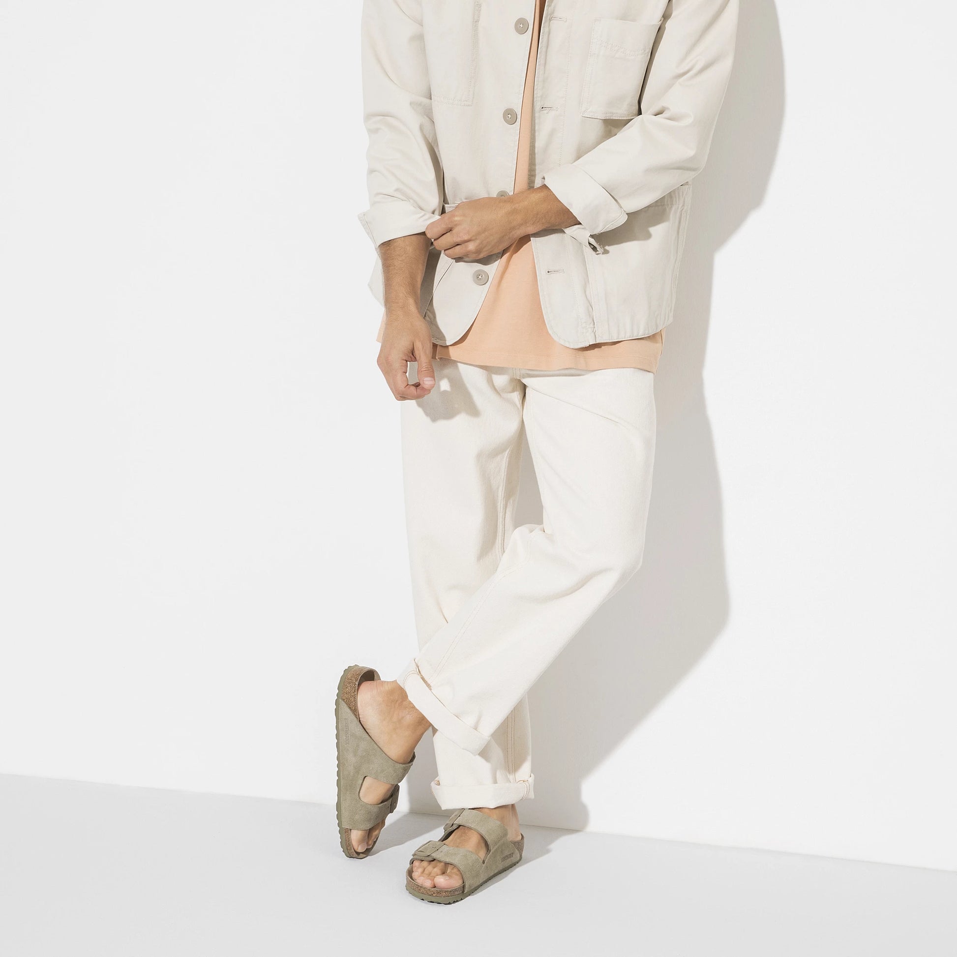 Birkenstock Arizona Soft Footbed Suede Leather Faded Khaki Narrow Fit SNKRS Vilnius Sneaker Store