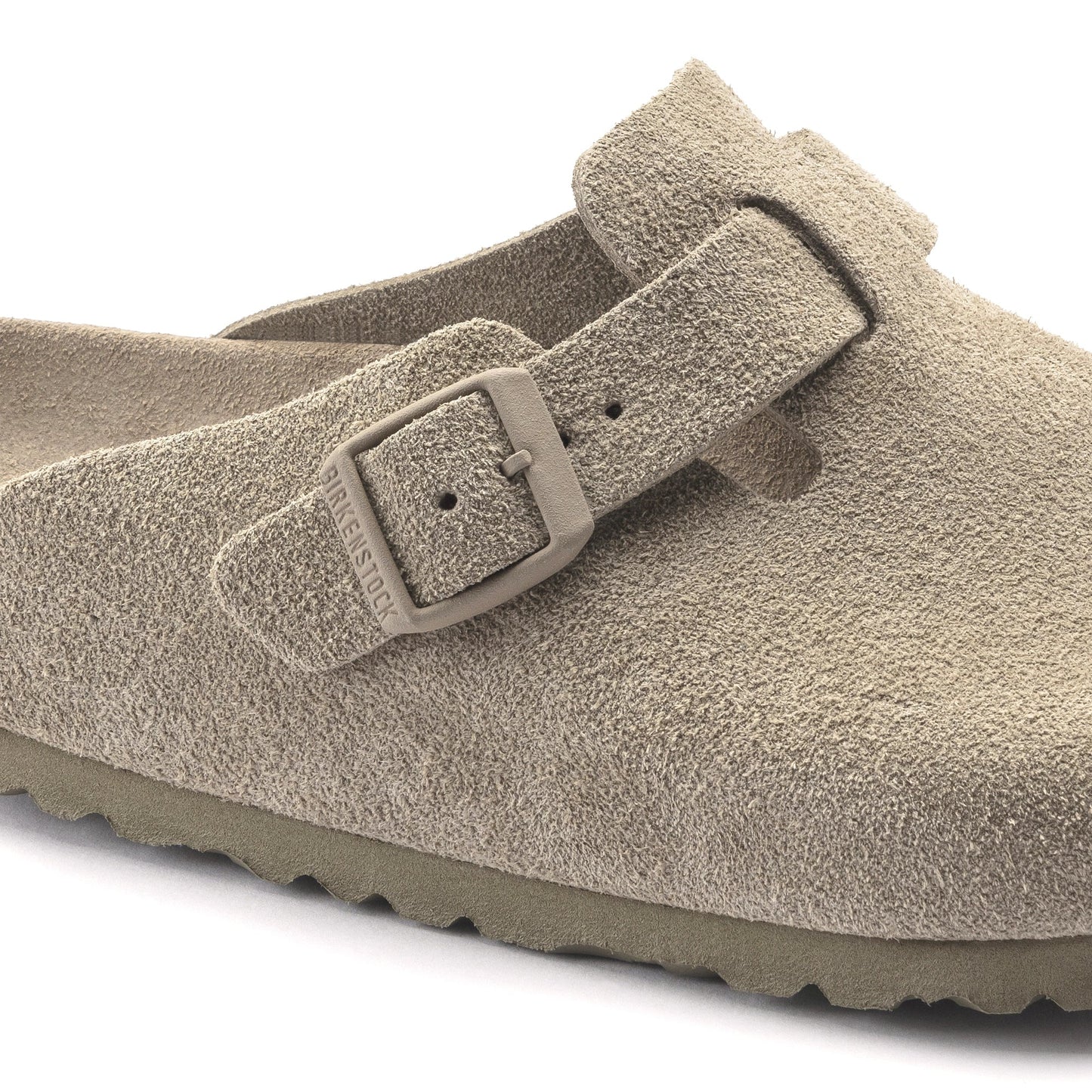 Birkenstock Boston Soft Footbed Suede Leather Faded Khaki Narrow Fit 1019108