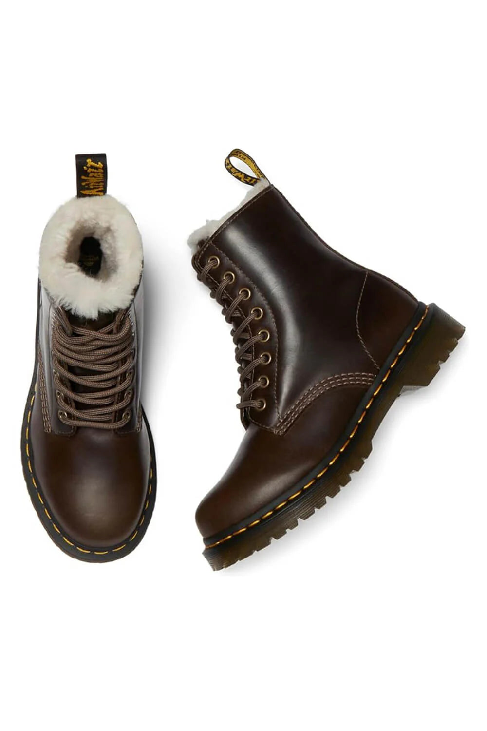 Dr. Martens Fur Lined 1460 Pascal Serena Dark Khaki Orleans 32019777