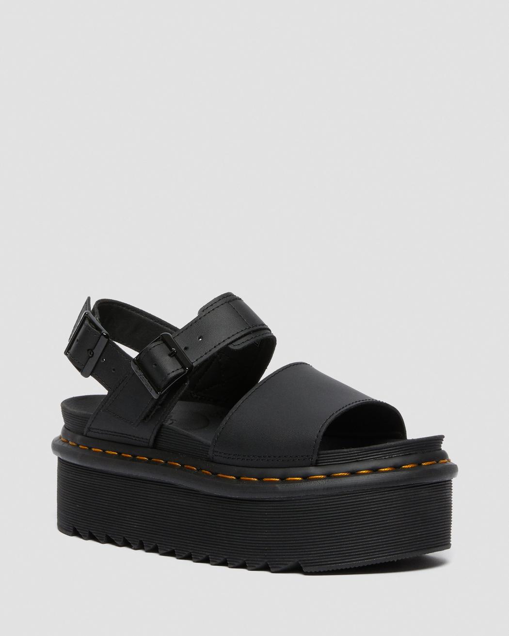 Dr. Martens Voss Quad Black Hydro Leather Sandals 26725001