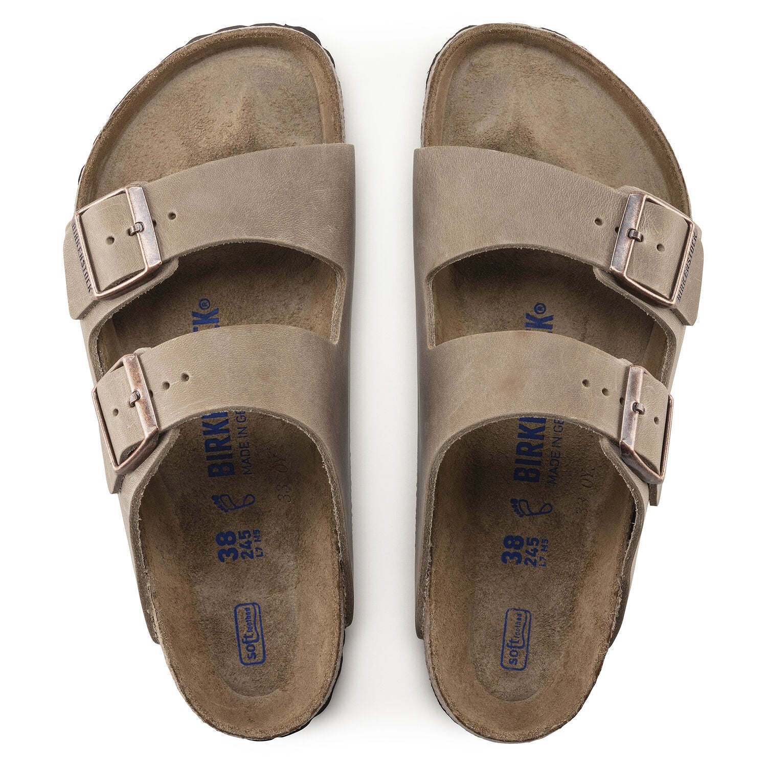 Birkenstock 2024 Arizona Oiled Leather Soft Footbed 2-Strap Sandal Tan Mens Sz44 US11